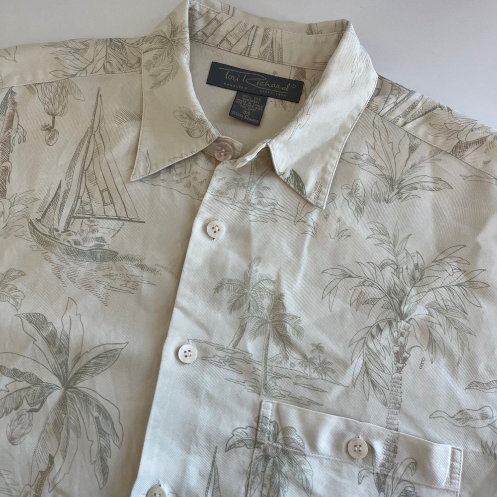 Tori Richard Men's Hawaiian Tropical Short Sleeve‎ Button Down Silk medium